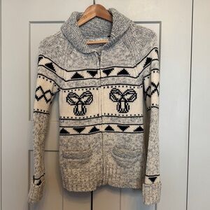 TNA Wool Zip-Up Sweater | Fair Isle Nordic Knit | Cozy Cardigan